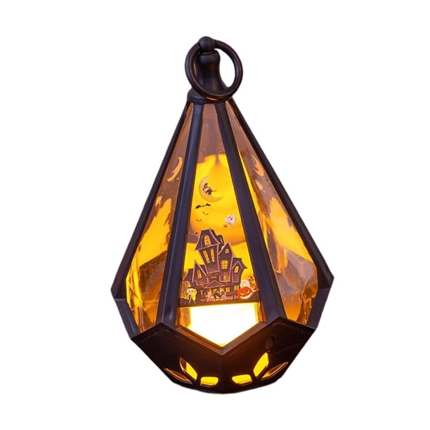 Lámpara de ambiente con luz de linterna de Halloween, pequeña colección de artesanías, adorno de mesa, decoración de fiesta para mesita de noche en Castillo