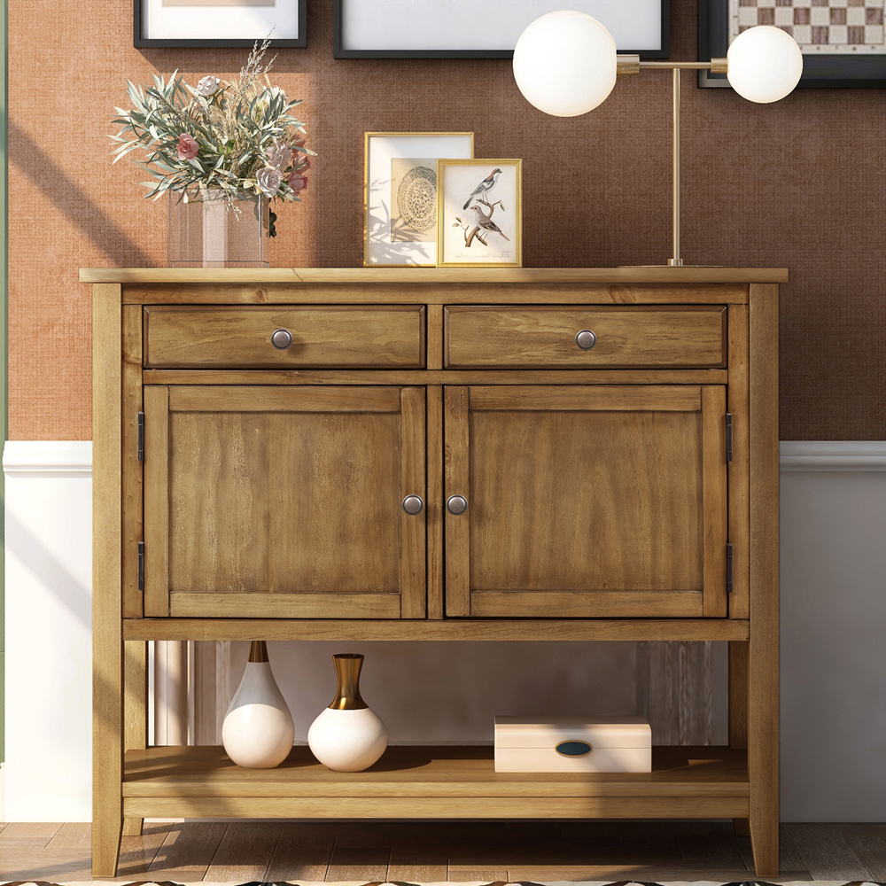 Console Table with Storage 2 Drawers, MidCentury Sideboard Buffet