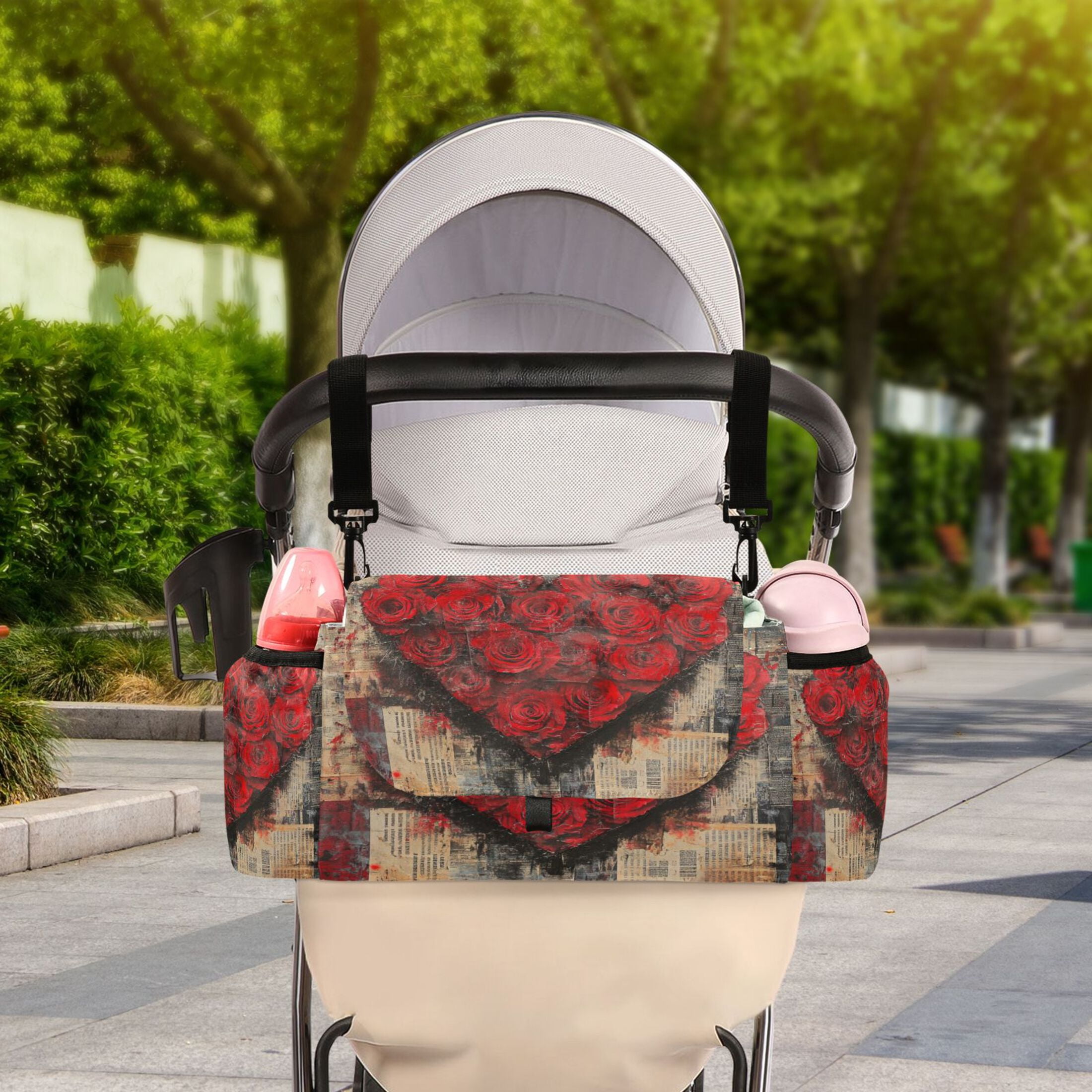 DIXRUYEE Stroller Organizer Roses Of Love Printed