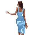 thumbnail image 3 of V Neck Tight Dress Light Blue S, 3 of 10
