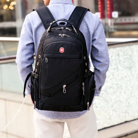 Multifunctional Large-capacity Outdoor Waterproof Travel Nylon Backpack,Black