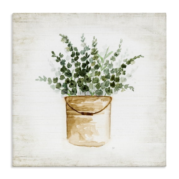Stupell Industries Cottage Rustic Eucalyptus Planter Canvas Art, 24 x 24, by Nan