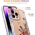 thumbnail image 4 of Case for iPhone 15 Pro, Colorful Retro Oil Painting Printed Flower Laser Glossy Pattern Cute Curly Waves Border Exquisite Phone Cover Stylish Durable TPU Protective Case for Girls Women -Beige, 4 of 18