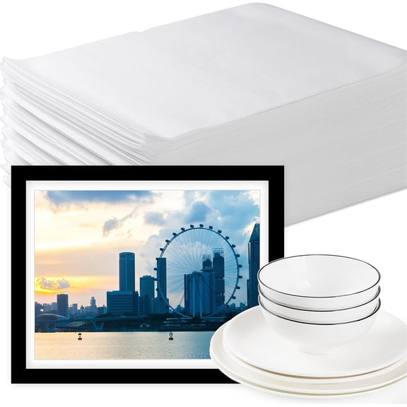 Triani 100Pcs Foam Wrap Sheets for Packing Moving Supplies 7.87"*11.81" Anti-Static Double Films Shockproof Foam Wrap Pouches Protect Fragile Items for Dishes Glasses Packing(White)