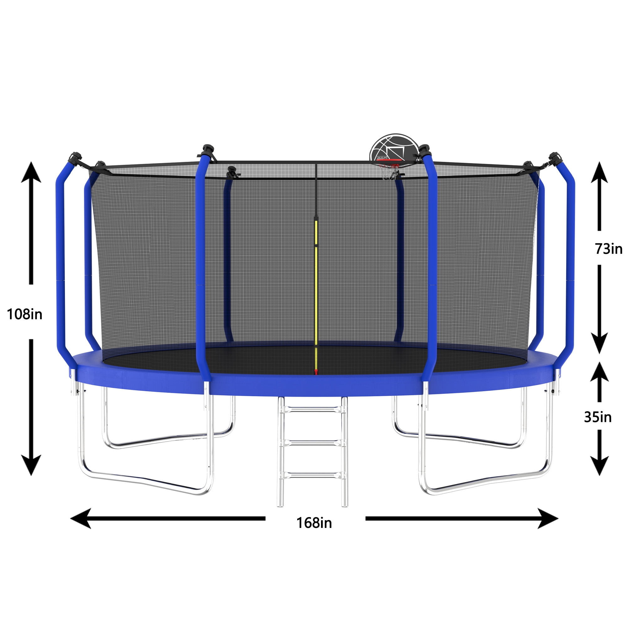 Leumius 14ft Trampoline for Kids and Adults,Heavy Duty Outdoor Trampoline with Basketball Hoop,Enclosure Net and Ladder,Upgraded Kids Recreational Trampoline,Blue