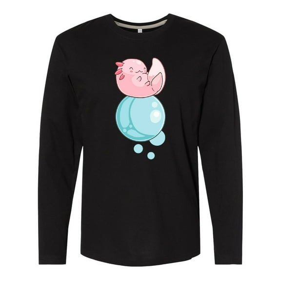 Inktastic Cute Axolotl Sitting on a Bubble Long Sleeve T-Shirt