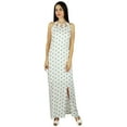 thumbnail image 3 of Bimba Women White Long Cotton Maxi Dress With Side Slit Floral Full-Length Dress, 3 of 9