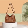 thumbnail image 3 of Ladies Cross Body Bag Messenger Large Over soft PU Shoulder Handbag Long Strap Brown, 3 of 8