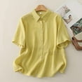 thumbnail image 1 of mfyjkho Tops Para Mujer, Blusa De Lino Sintético Con Cuello Vuelto, Manga Corta Y Botones De Color Liso Para Mujer Tops Para Mujer M, 1 of 8
