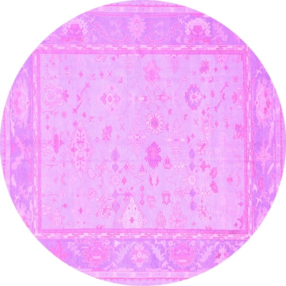 Ahgly Company Indoor Round Oriental Purple Traditional Area Rugs, 3' Round