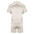 thumbnail image 5 of Jxximdong Pajamas for Women Set Button Down 2 Piece Satin Shorts Set Ruffle Notch Collar Sleepwear Off White Loungewear XL, 5 of 6