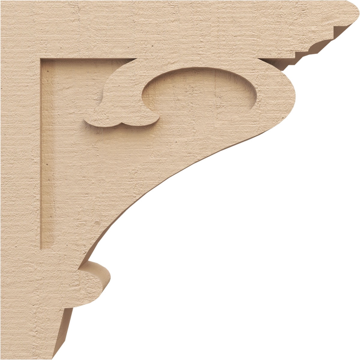 4"W x 16"D x 16"H Thin Mayflower Rough Cedar Woodgrain TimberThane Corbel, Primed Tan