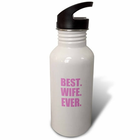 3dRose Best Wife Ever-pink text anniversary valentines day gift for her-Sports Water Bottle, 21oz , Multicolored