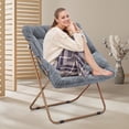 thumbnail image 4 of CRXX Square Saucer Chair for Adults, Oversized Folding Cozy Lazy Chair with Metal Frame for Bedroom, Living Room, Dorm Room, Apartment (Grey, Set of 2), 4 of 9