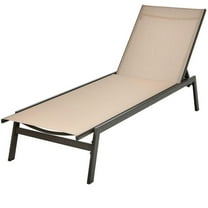 GVN Chaise Lounge Outdoor, Lounge Chair Outdoor,Outdoor Reclining Chaise Lounge Chair with 6-Position Adjustable Back-Brown