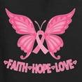 thumbnail image 5 of Wild Bobby, Butterfly Pink Ribbon Faith Hope Love, Breast Cancer Awareness, Women Standard V-Neck Tee, Black, Small, 5 of 5