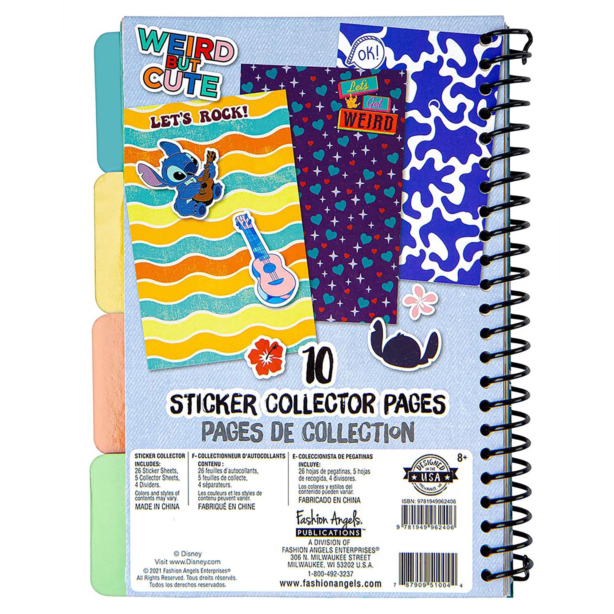 Fashion Angels: Disney Stitch - Sticker Collector Book - 1000+ Themed Stickers, Holographic-Vinyl-Colorful, 4 Tabbed Sections, Spiral Bound, Kids 8+
