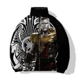 thumbnail image 3 of Abrigos de invierno para hombre, parkas, deportes de ocio, chaquetas acolchadas para hombre, estampado personalizado de calavera de guerrero, abrigo cómodo y cálido para hombre, 3 of 5