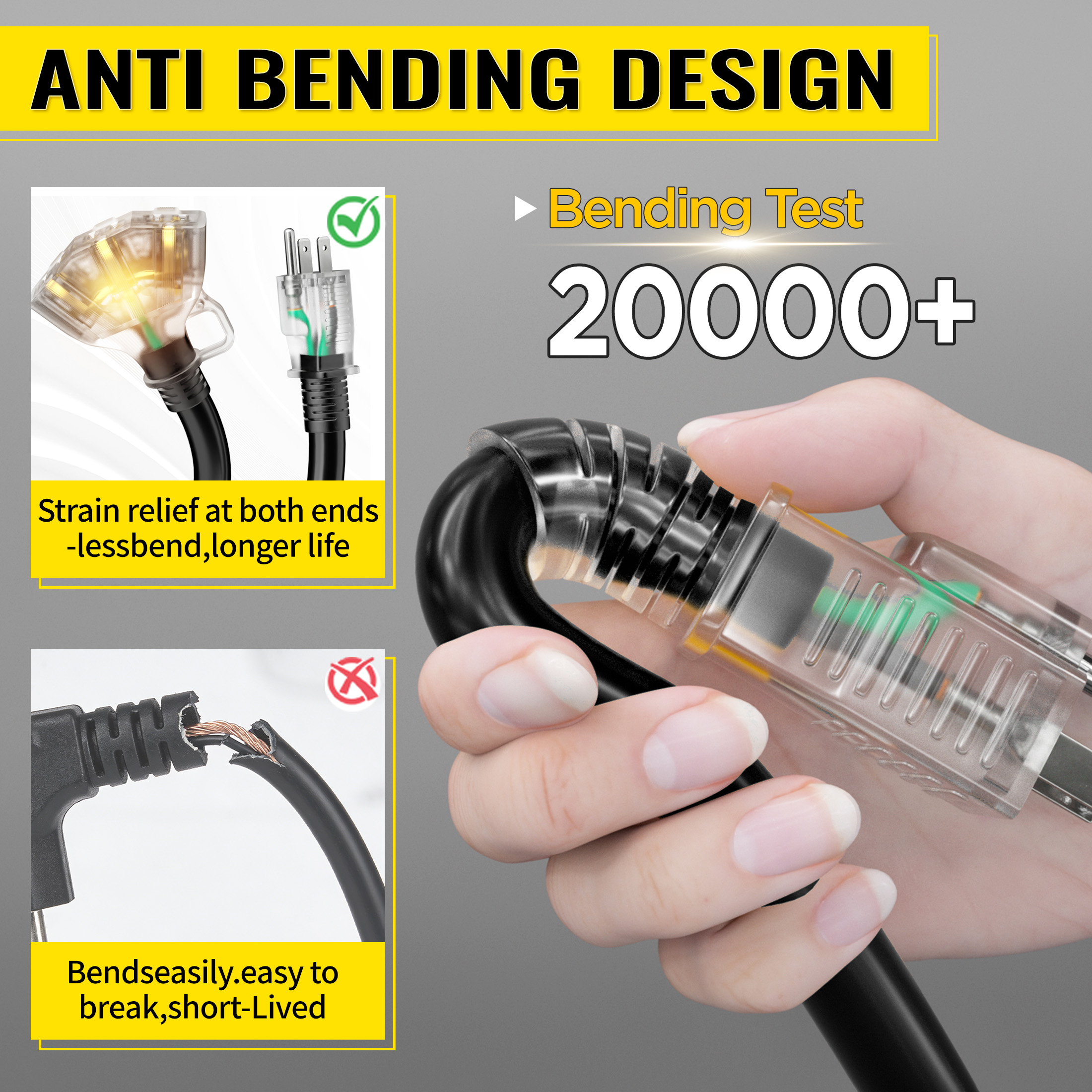 ZAZFO 25 ft Outdoor Extension Cord with 3 Outlets photo 8