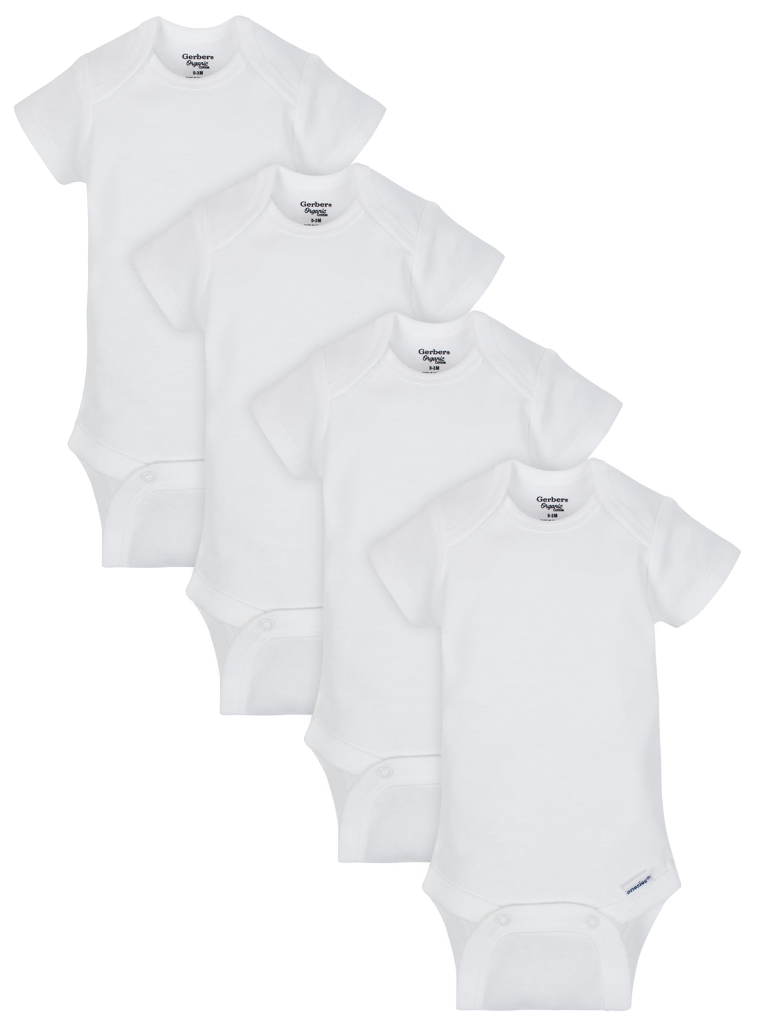 Gerber Baby Boy, Baby Girl, & Unisex Short Sleeve White Onesies Bodysuits, 4 Pack, Preemie-24 Months