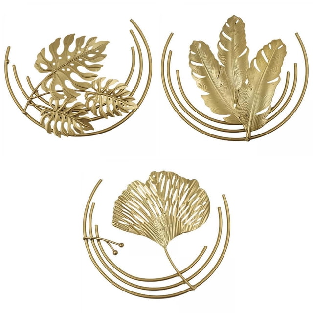 Escultura de Hoja Creativa de 3 Piezas, Artesanía de Adorno en Forma de Hoja para Colgar en La Pared Nórdica para Habitación de Estudio, Adorno A BLESIY none