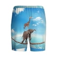 thumbnail image 2 of Haiem Elephant Giraffe Men's Pajama Short with Soft Woven Cotton Elastic Waistband Sleep Short-Large, 2 of 9
