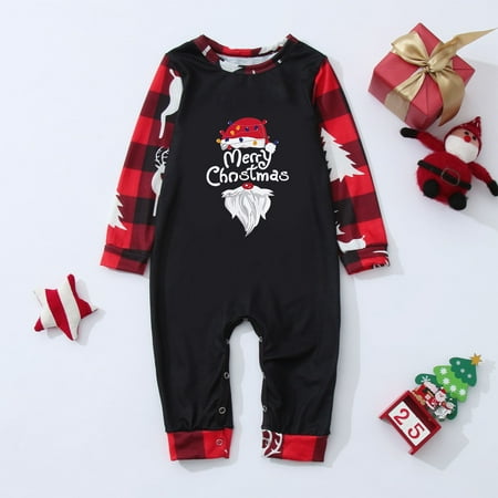 

Christmas decorations Stocking stuffers Red Fashionable Christmas Print Family European And American Pajamas Parent-child Suit Baby