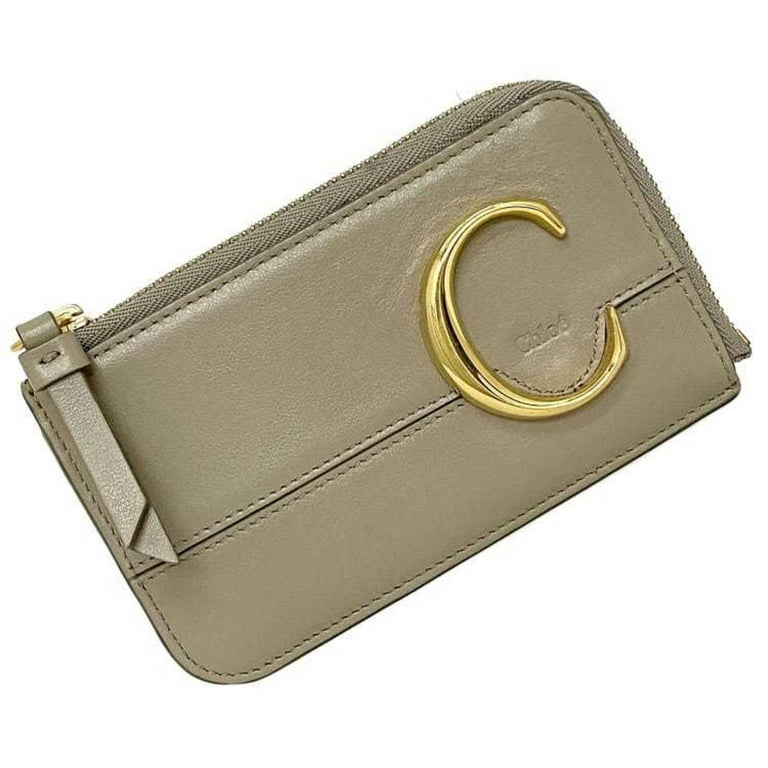 Authenticated Used Chloé Chloe Coin Case Beige Gold Sea 2211 168 Purse  Leather GP L Shape Wallet Women's
