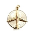 thumbnail image 5 of 14k yellow Gold solid Airplane Aviation 3D pendant charm gift fine jewelry 3.4g, 5 of 12