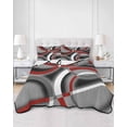 thumbnail image 3 of Grey Geometric Twin Size Down Alternative Comforter, Lightweight Comforter Quilt Bedding Set with Pillow Shams Modern Abstract Black White Red Striped All Seasons Bed Comforter Duvet Insert 68"x86", 3 of 7