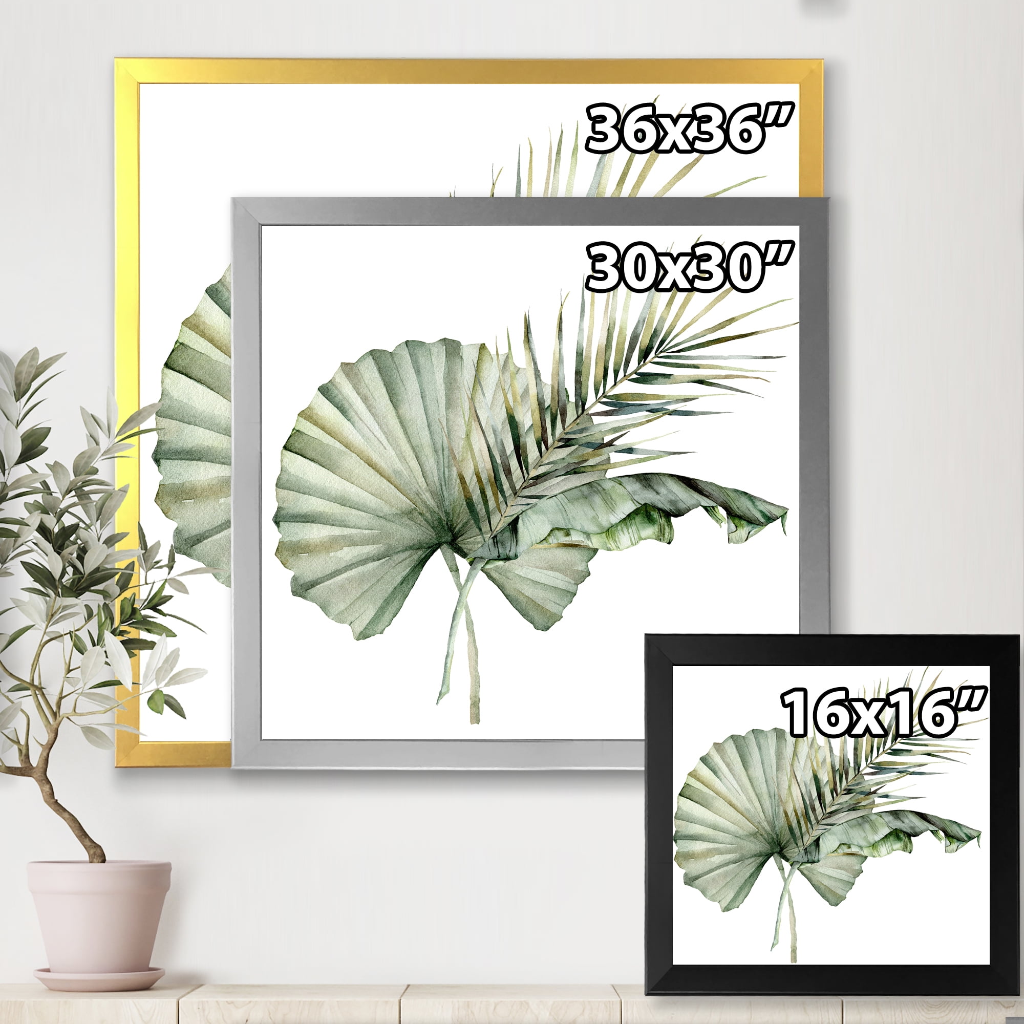 Designart 'Tropical Bouquet With Banana Coconut and Palm Leaves' Traditional Framed Art Print