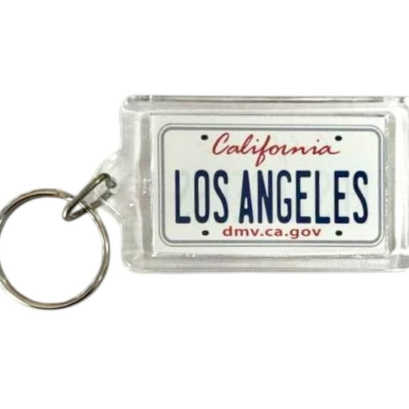 Los Angeles California License Plate Acrylic Rectangular Souvenir Keychain 2.5" X 1.5"