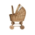thumbnail image 2 of Woven Rattan Pram Shaped Flower Basket, Cute Rural Decor with Wheels and Handle for Weddings, Parties, and Candy Display, 2 of 5