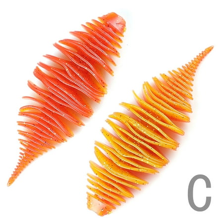 BELLOWS GILL Soft Lure Worm Fishing Bass Lure 100mm/4pcs 77mm/6pcs Larva soft bait C 77mm 6pcs 7g