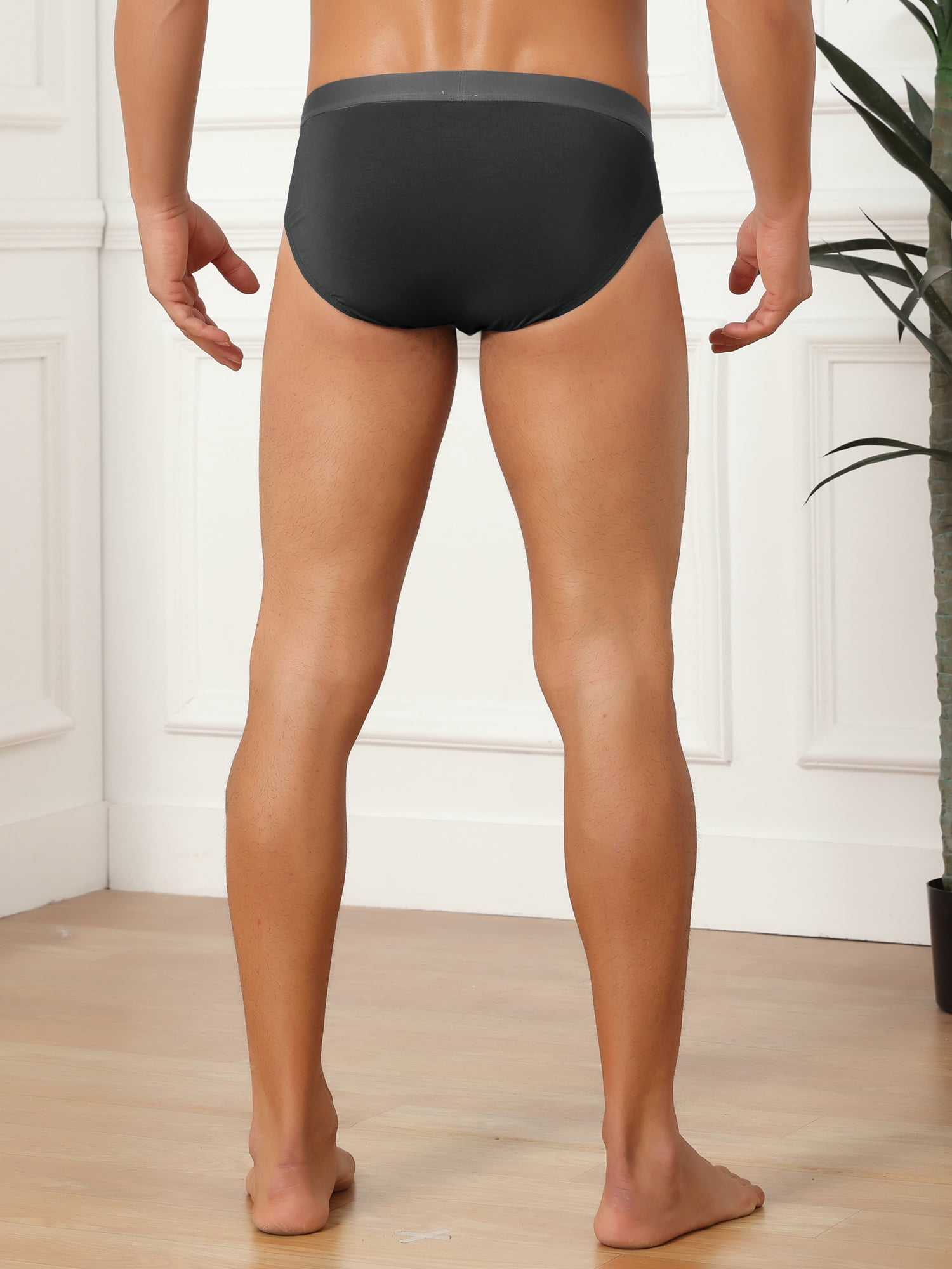 DARING DIVA Men's Solid Elastic Waist Smooth Soft Breathable Sports Underwear 34 Black