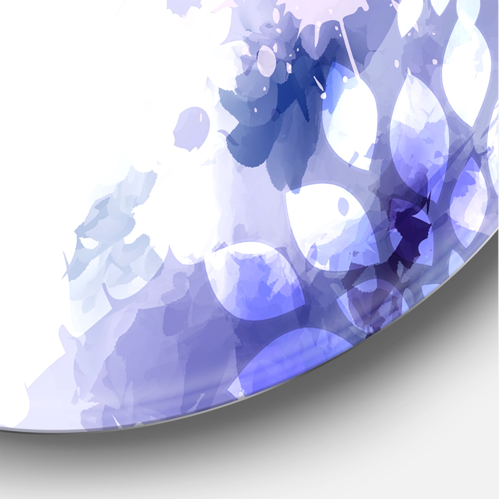 Designart 'Pink and Purple Abstract With Colorful Splashes II' Modern Circle Metal Wall Art 29x29 - Disc of 29