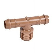 (20-Pack) Drip Irrigation Brown Barbed Adapter Tee Fittings - Fits 1/2 Inch Thread x 17mm .600 ID Drip Tubing - Made In The USA