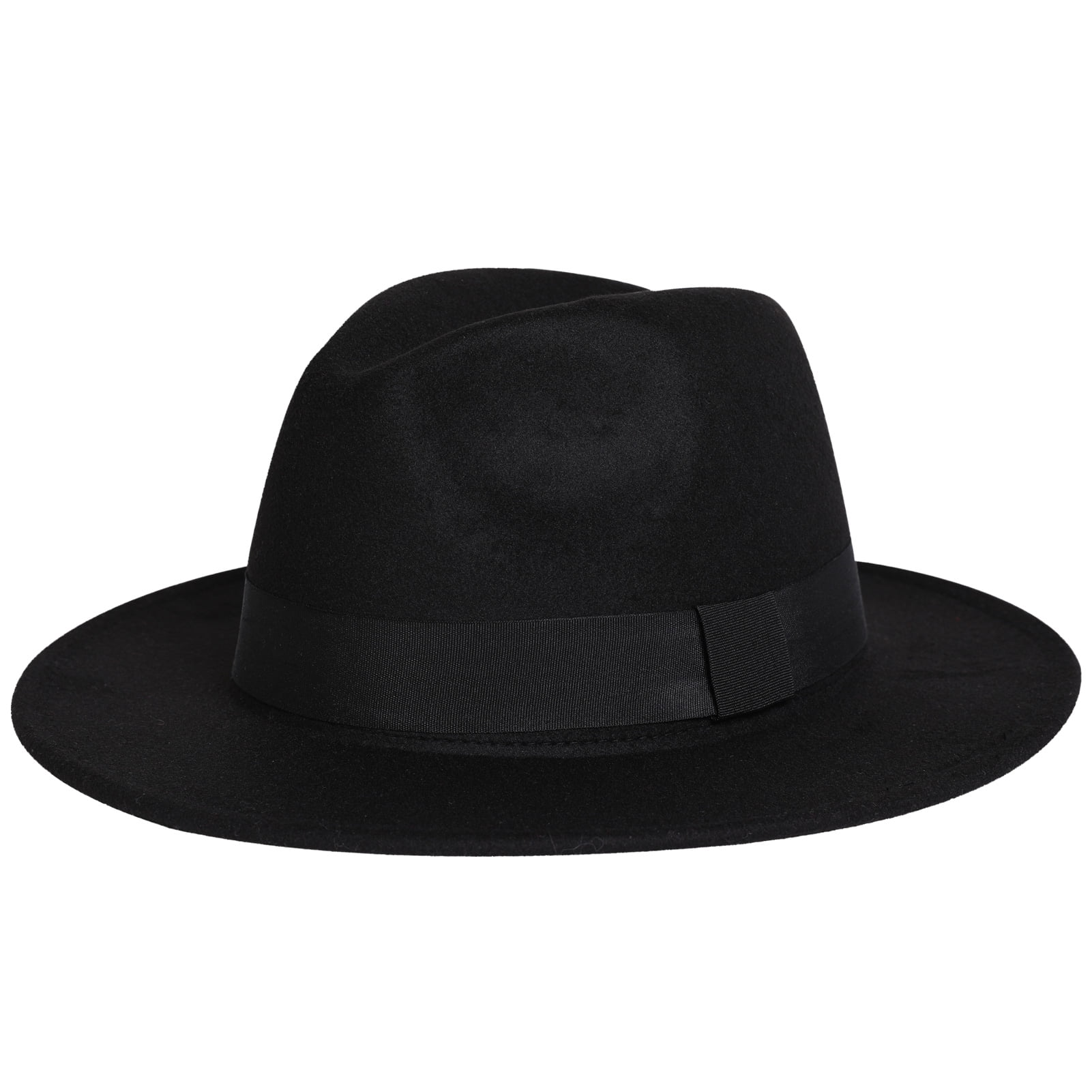 Unisex Wool Felt 1920s Gatsby Fedora Hat Gangster Women and Men Black M