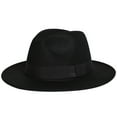 thumbnail image 1 of Unisex Wool Felt 1920s Gatsby Fedora Hat Gangster Women and Men Black M, 1 of 5
