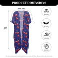 thumbnail image 6 of HELLHERO Polyester Bathing Suit Cover Up for Vacation Half Sleeve Free Size Long Kimono Swimsuit Cover Up Cherry Pattern Print, 6 of 6