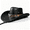 Black, variant on Unisex Distressed Faux Leather Cowboy Hat, Wide Curved Brim Western Ranch Hat with Longhorn Bull Head Leather Band & Adjustable Chin Strap
