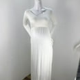 thumbnail image 2 of Vedolay Women's Pregnants V-Neck Long Sleeve Solid Color Maternity Dress,White XL, 2 of 5
