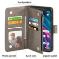 thumbnail image 5 of Compatible with Tracfone BLU View 3 B140DL Wallet Phone Case and Tempered Glass Screen Protector Flower Faux Leather Flip Credit Card Holder Stand Zipper Cell Cover for BLUE View3 140DL Women Grey, 5 of 9