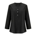 thumbnail image 6 of Vinsonshop Cotton Linen Blouse Summer Tops Cotton Linen Womens Clothing Business Casual Linen Blouse V Neck Work Blouse Summer Clothes Cotton Shirts Lightweight Tops Black 5XL, 6 of 7