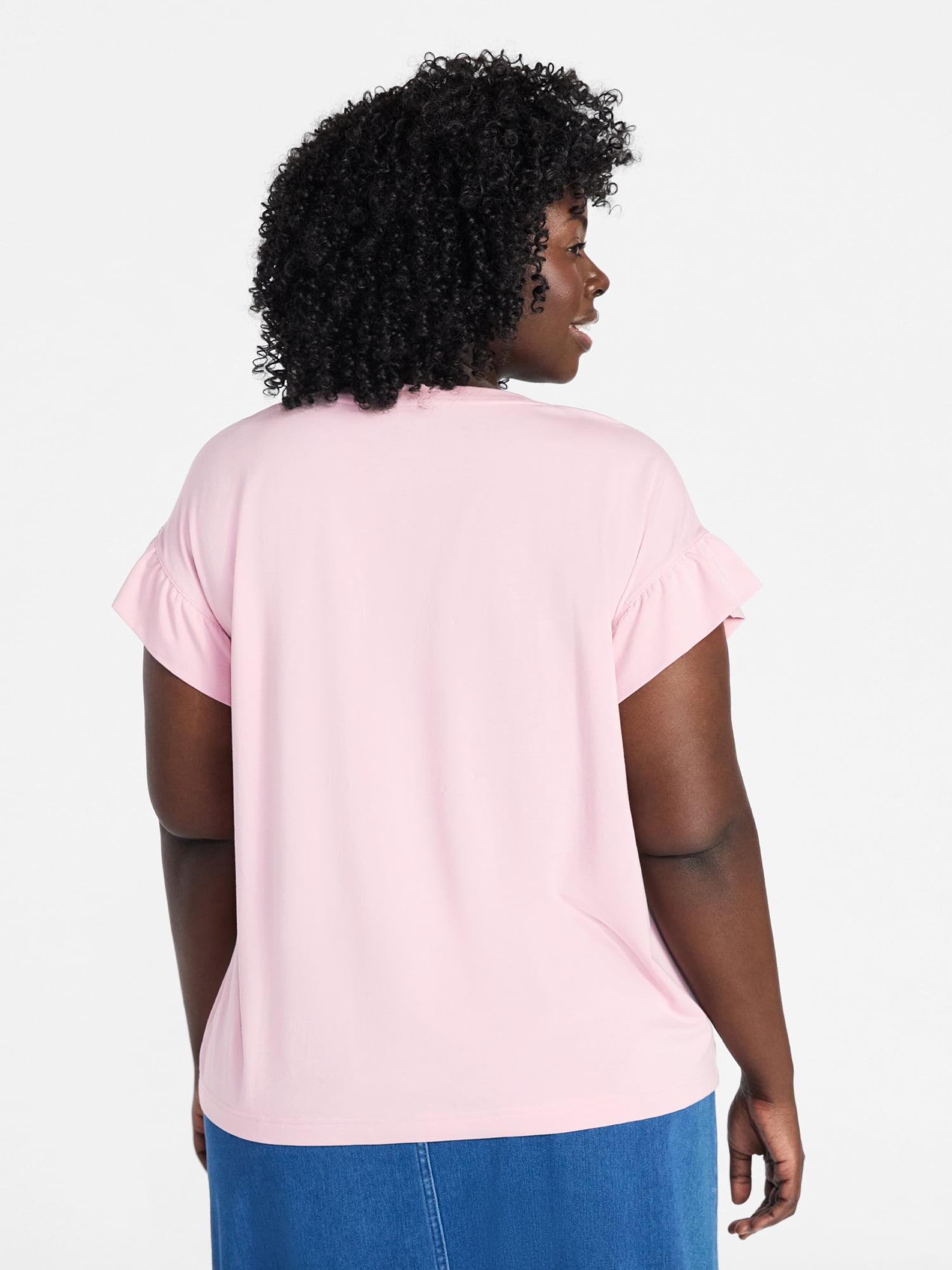 Terra & Sky Women's Plus Ruffle Short Sleeve Tee, Sizes 0X-5X