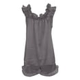thumbnail image 5 of SwiftWear Women's Ruffle Trim Sleeveless Pajama Set Cute Tank Top Shorts Summer Lounge Wear Comfy Sleepwear Set​, Gray, 5 of 9