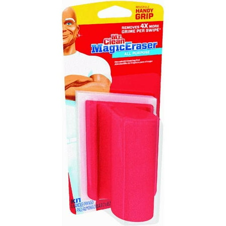Procter & Gamble 86438 Magic Eraser, Handy-grip Holder W/pad, 4 3/5 X 3 1/5, White/red