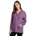 thumbnail image 3 of RBX Active Women's V-Neck French Terry Hoodie Tunic Sweatshirt, 3 of 5