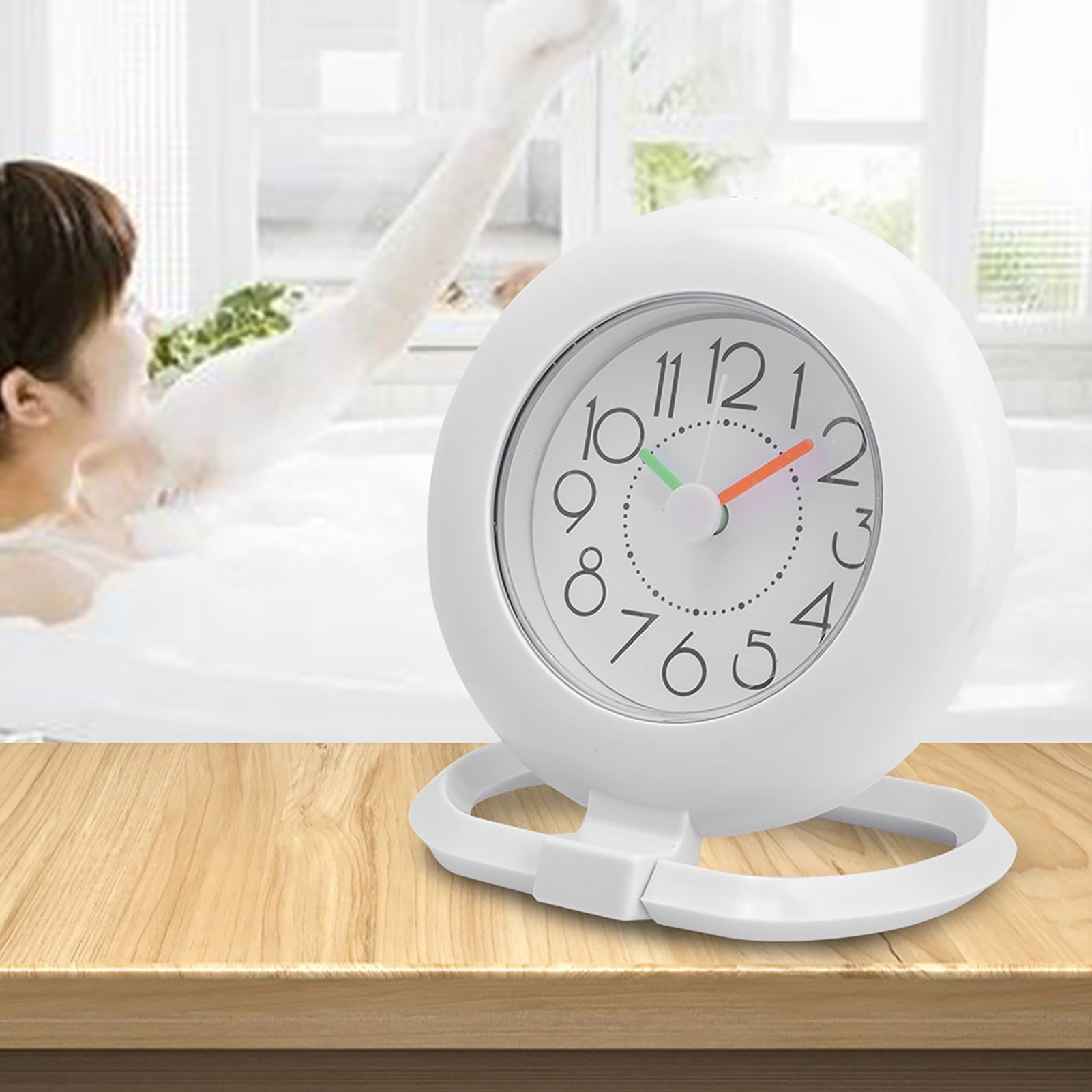 Horloge De Salle De Bain étanche Avec Crochet Serviette - Design Compact 11,5cm - Pour Cuisine, Chambre Et Douche - 4