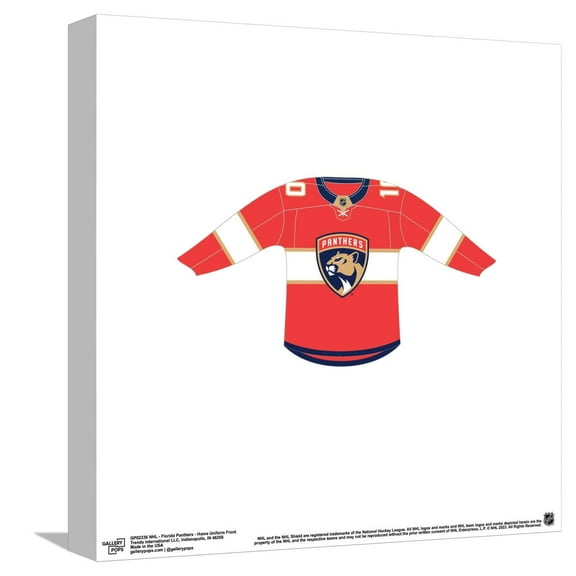 Gallery Pops NHL - Florida Panthers - Home Uniform Front Canvas Wall Art, Unframed Version, 12" x 12"